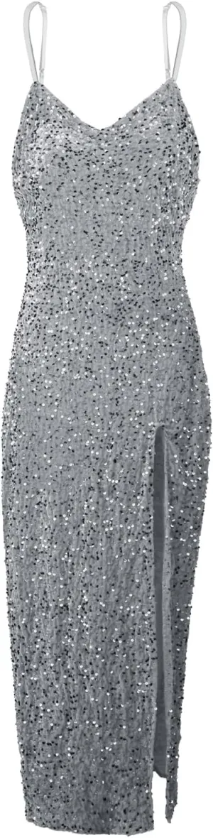 Women Cocktail Long Sequin Formal Evening Gowns Adjustable Spaghetti Strap Prom Dresses Sparkle Mermaid Night Outfits