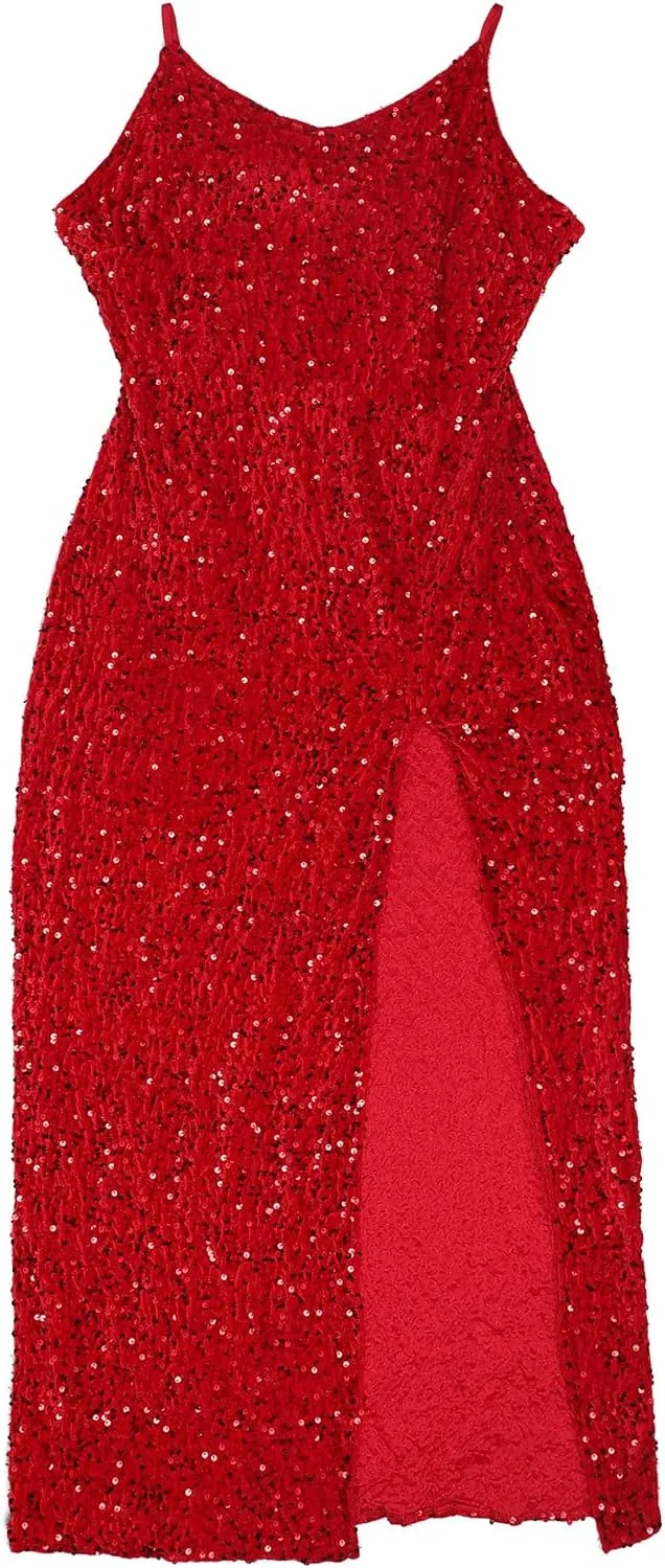 Women Cocktail Long Sequin Formal Evening Gowns Adjustable Spaghetti Strap Prom Dresses Sparkle Mermaid Night Outfits
