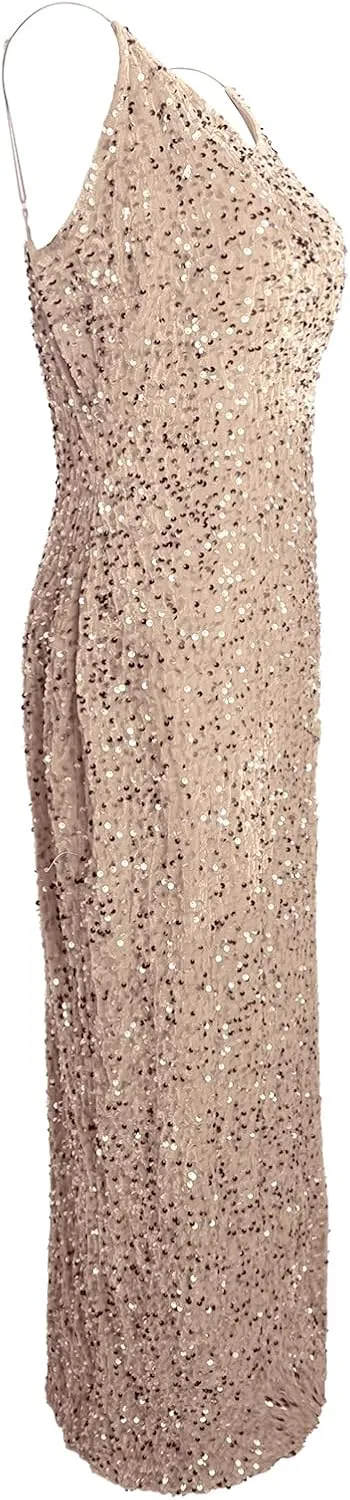 Women Cocktail Long Sequin Formal Evening Gowns Adjustable Spaghetti Strap Prom Dresses Sparkle Mermaid Night Outfits