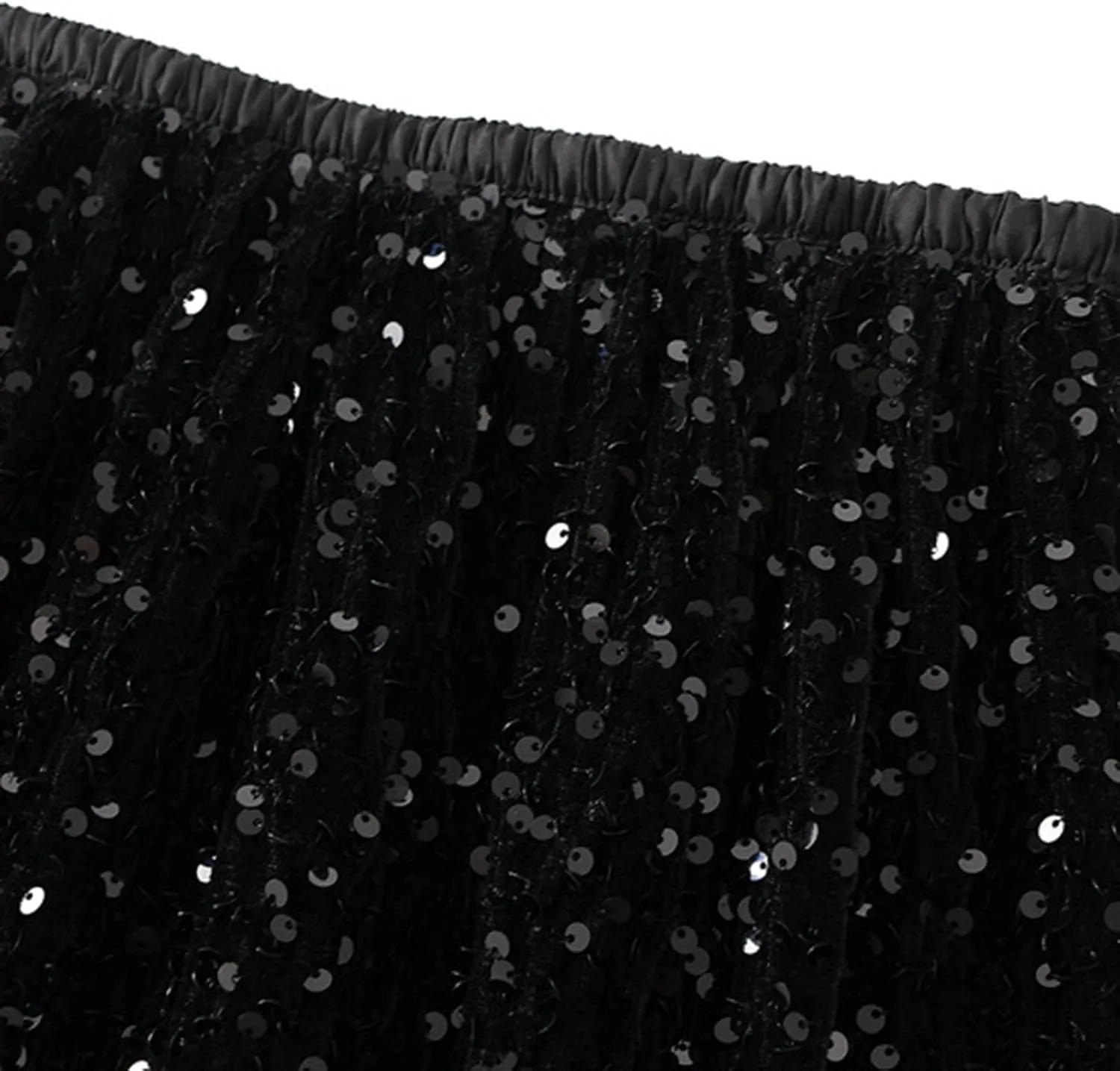 Women Dance Party A Line High Waisted Paillette Skirt Holiday Party Costume Half Skirts Sequin Skirt Knee Length