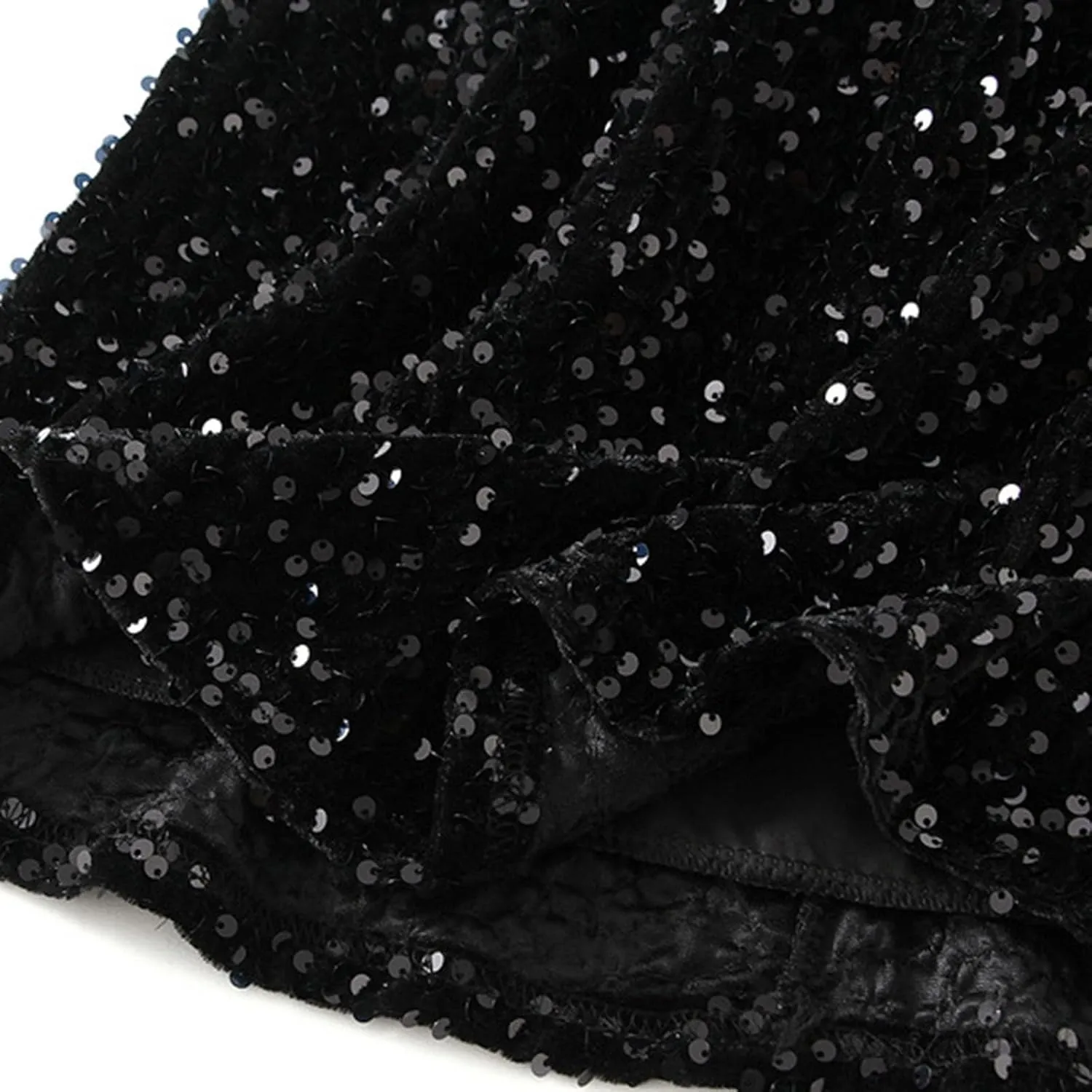 Women Dance Party A Line High Waisted Paillette Skirt Holiday Party Costume Half Skirts Sequin Skirt Knee Length