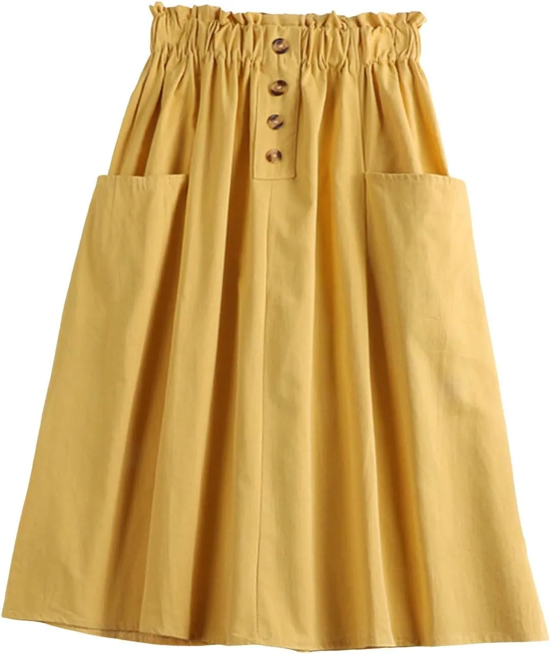 Women Midi Skirt Women's Button Down Denim Skirt High Waisted Casual Loose Jean Midi Skirts with Pockets