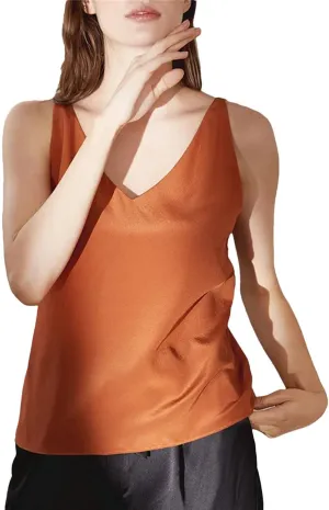 Women Silk Camisoles Sleeveless Solid Color V Neck Blouses Summer Soft Casual Vests