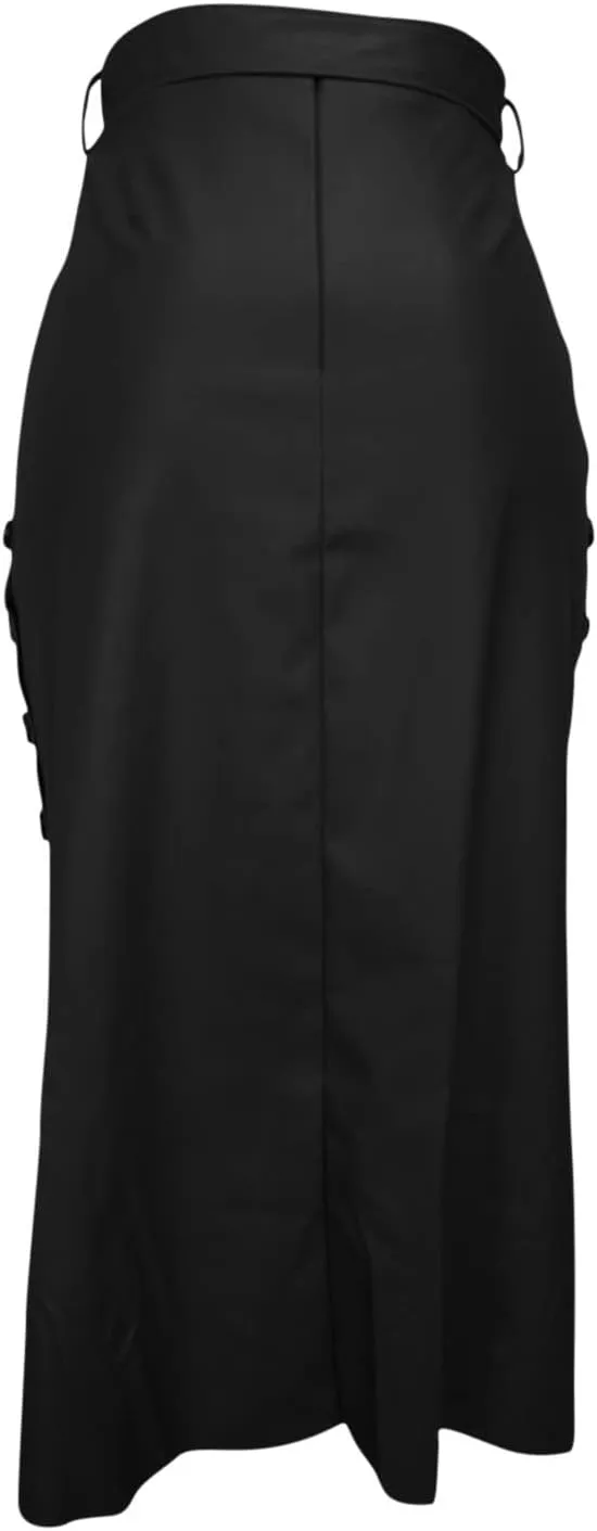 Women Split Work Midi Skirts Elastic High Waisted Bodycon Pencil Skirt Elegant Slim Fit Business Dress