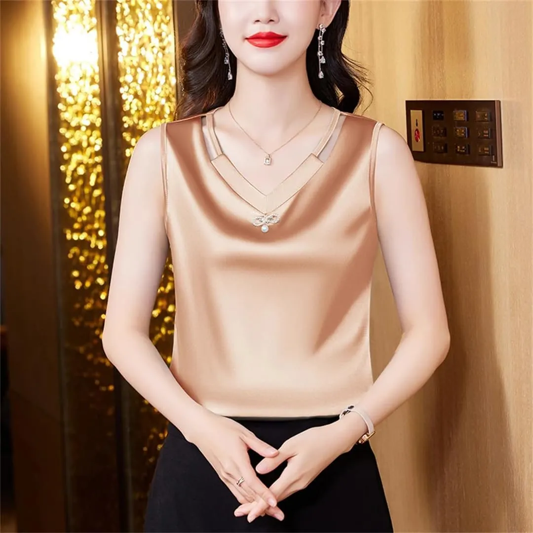 Women Tank Top Spring Summer Hollow Out Camisole V Neck Casual Sleeveless Vest