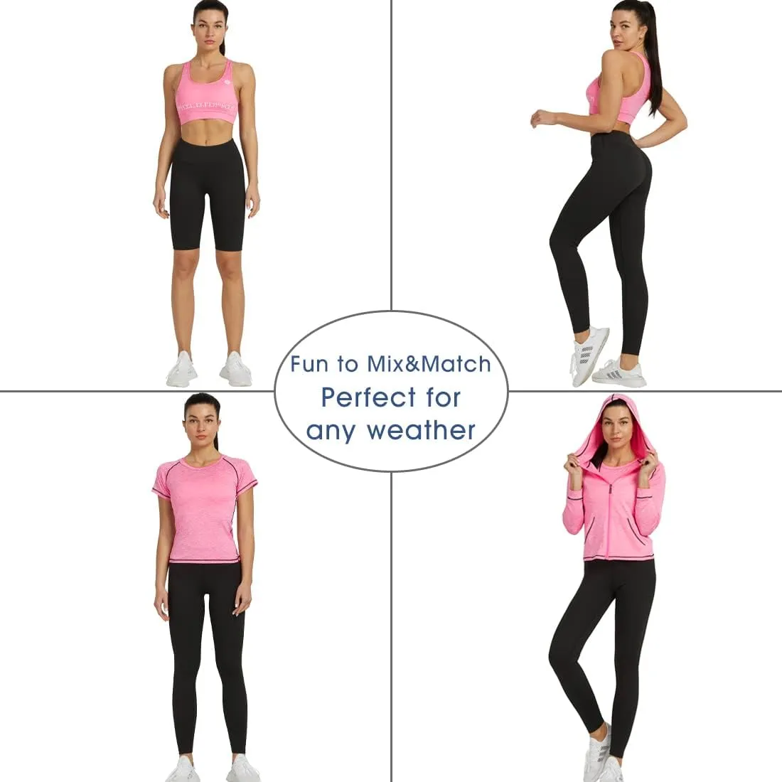 Women Workout Clothes Set 5 PCS Exercise Athletic Outfits Set