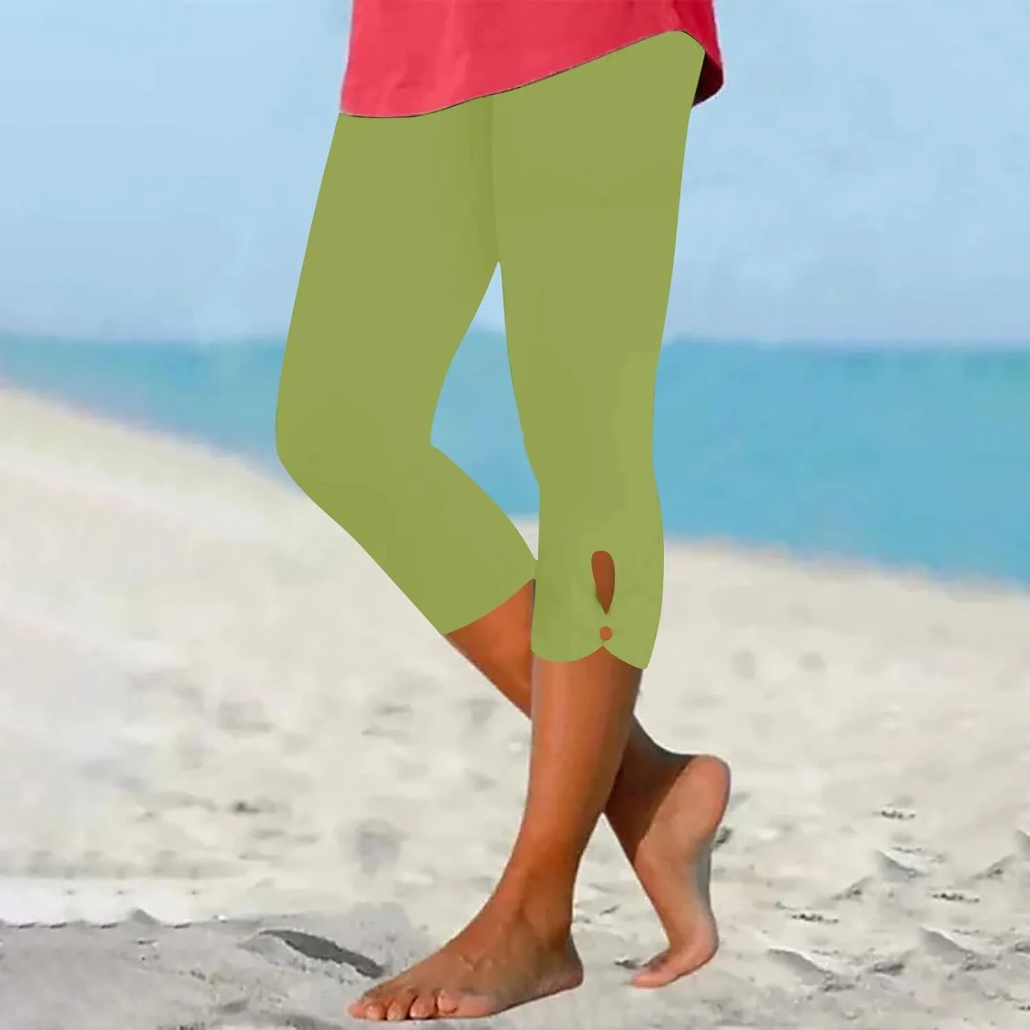 Womens Capris for Summer Dressy Cropped High Waist Yoga Pants Comfy Stretchy Leggings Workout Compression Trouser