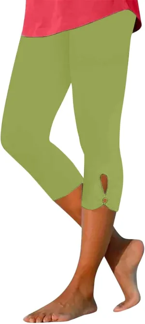 Womens Capris for Summer Dressy Cropped High Waist Yoga Pants Comfy Stretchy Leggings Workout Compression Trouser
