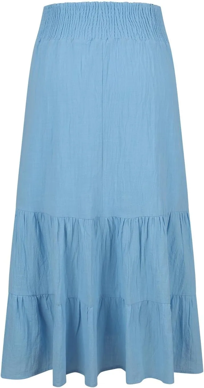 Women's Casual Boho Ankle Length Skirt Flowy High Waisted Tiered Ruched Maxi Skirts 2025 Trendy Summer Beach Dress