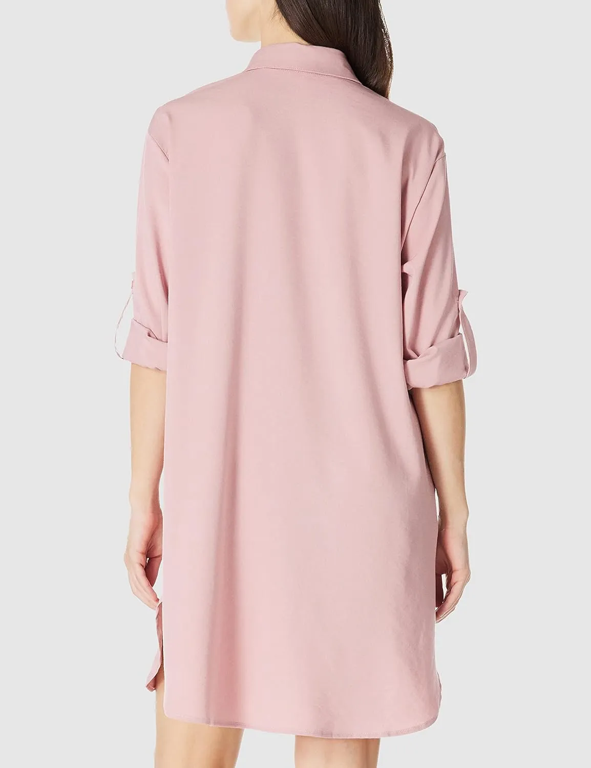 Women's Casual Cuffed Long Sleeve Button Down Shirt Dress Plus Size V Neck Tunic Blouses Tops with Pockets