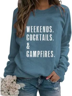 Womens Cute Camping Sweatshirt Heart Graphic Print Long Sleeve Crew Neck Lightweight Pullovers Tops Comfy Loose Shirts
