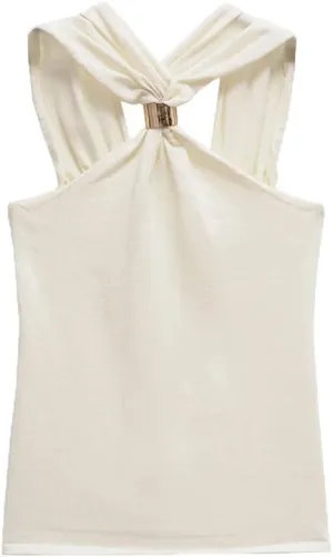 Women's Fashion Knit Halterneck Tank Top Wide Straps Camisole Female Top