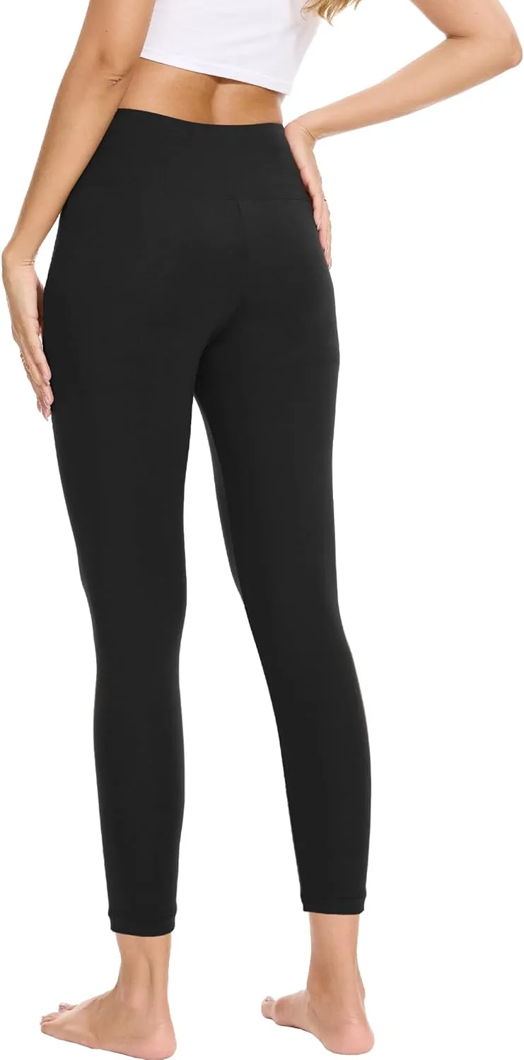 Women's High-Waisted Fitted Leggings - Ultra Soft Stretchy Basic Legging - Viscose Made from Bamboo