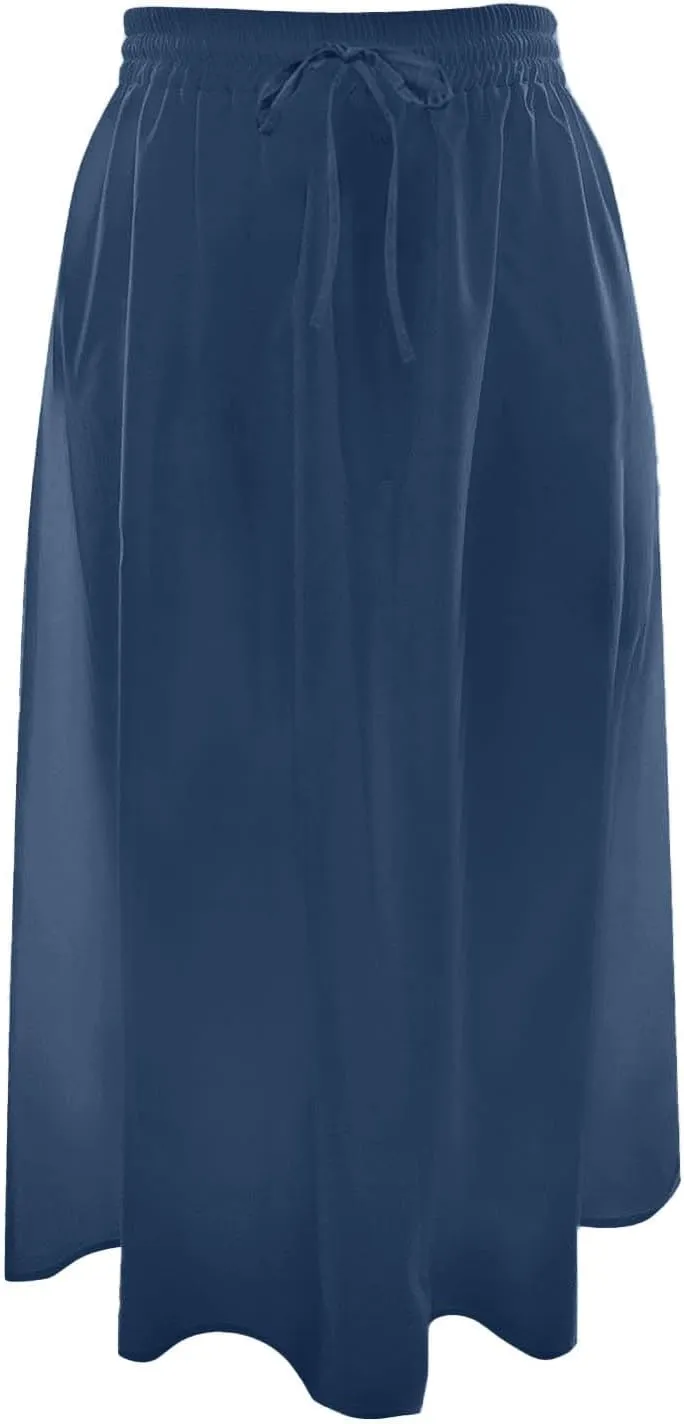 Womens High Waisted Skirts Drawstring Lightweight Casual Baggy Skirt Comfortable Elastic Waisted Skorts with Pockets