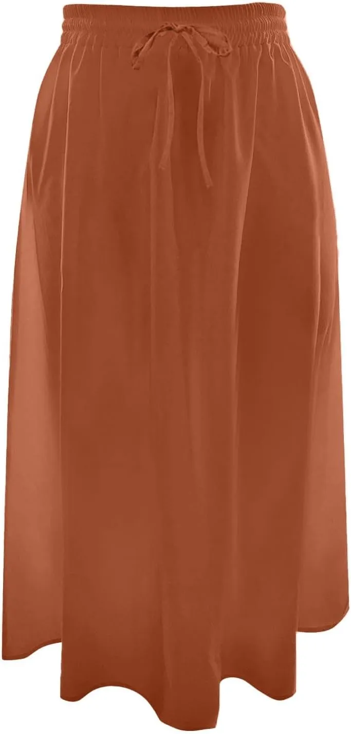 Womens High Waisted Skirts Drawstring Lightweight Casual Baggy Skirt Comfortable Elastic Waisted Skorts with Pockets