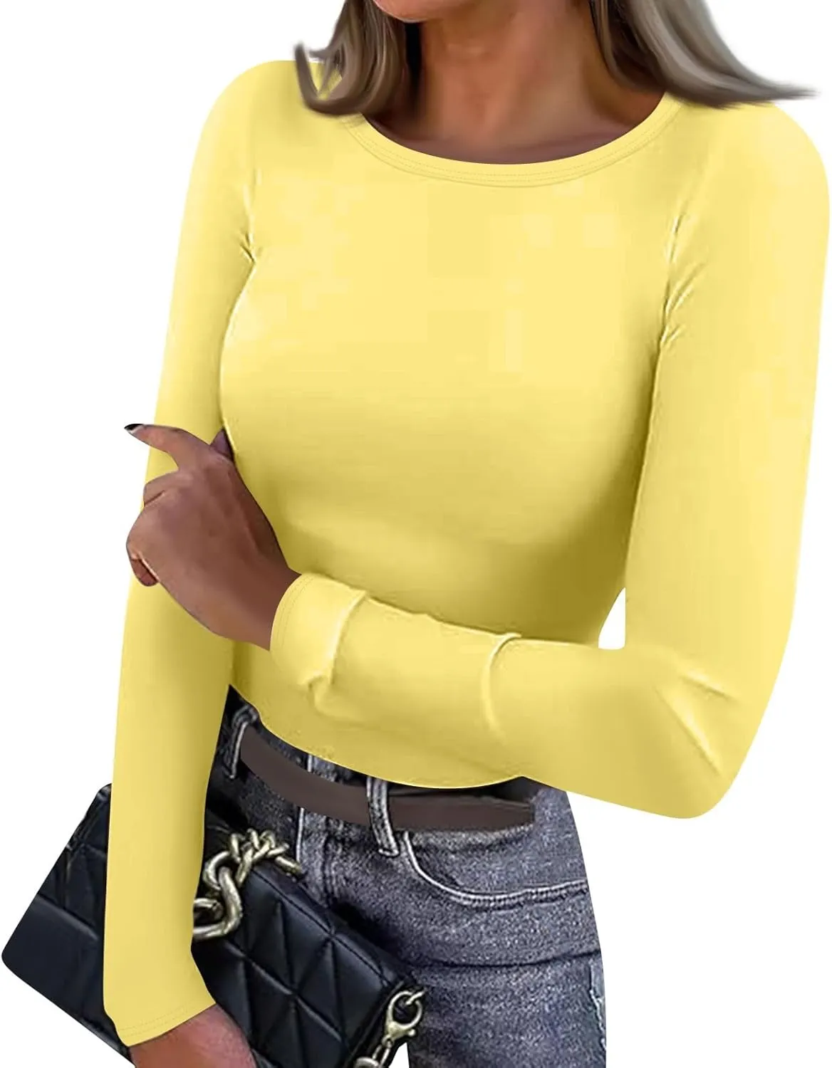 Women's Long Sleeve Fleece Lined Thermal Underwear Lightweight Crew Neck Baselayer Shirt Premium Comfort Winter Tops