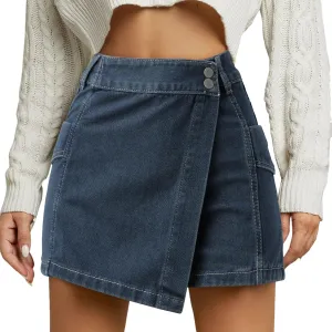 Womens Mini Skirts 2024 Summer Women's Casual High Waisted A Line Skirt Button Mini Denim Skirt Casual Skirts for