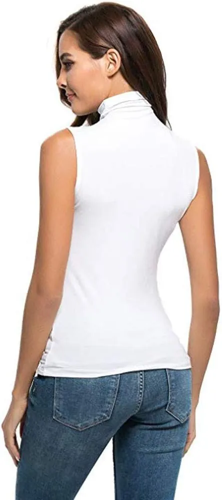 Womens Mock Neck Tank Tops Sleeveless Slim Fit Stretch Base Layer Tee Shirts Turtleneck Undershirt Tanks