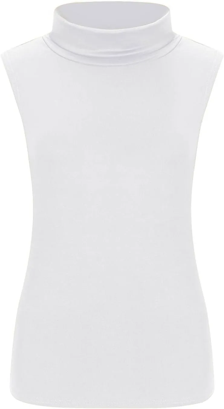Womens Mock Neck Tank Tops Sleeveless Slim Fit Stretch Base Layer Tee Shirts Turtleneck Undershirt Tanks