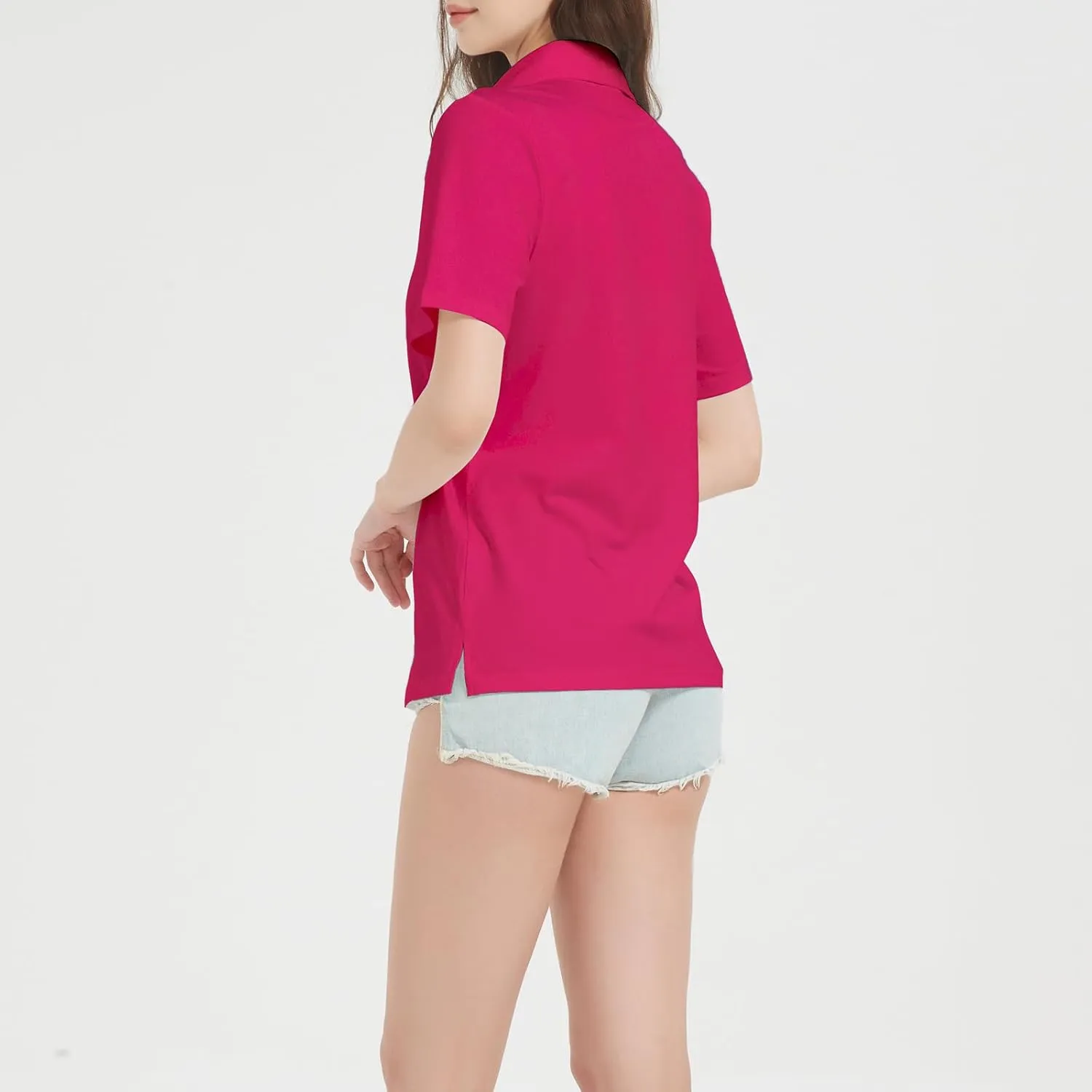 Women's Polo Shirts V Neck Short Sleeve Casual Slim Fit Summer Tee Blouses, Quick Dry Golf Shirt for Women