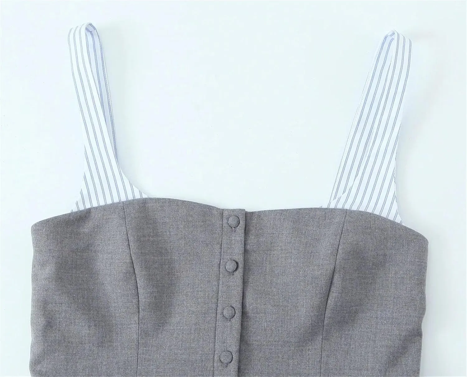 Women's Sexy Short Tops Sweet Slim Square Neck Stitching Sleeveless Striped Camisole Vest
