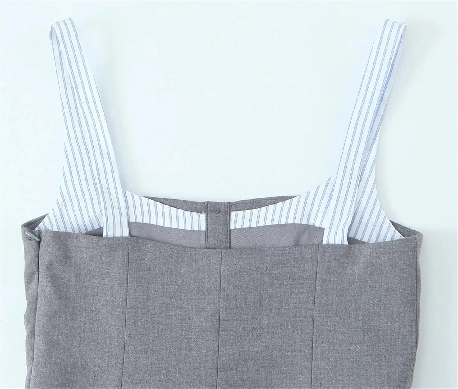 Women's Sexy Short Tops Sweet Slim Square Neck Stitching Sleeveless Striped Camisole Vest