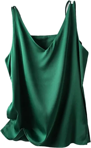 Women's Silk Satin V-Neck Vest Tops for Women Trendy Loose Thin Sleeveless Camisole Tops