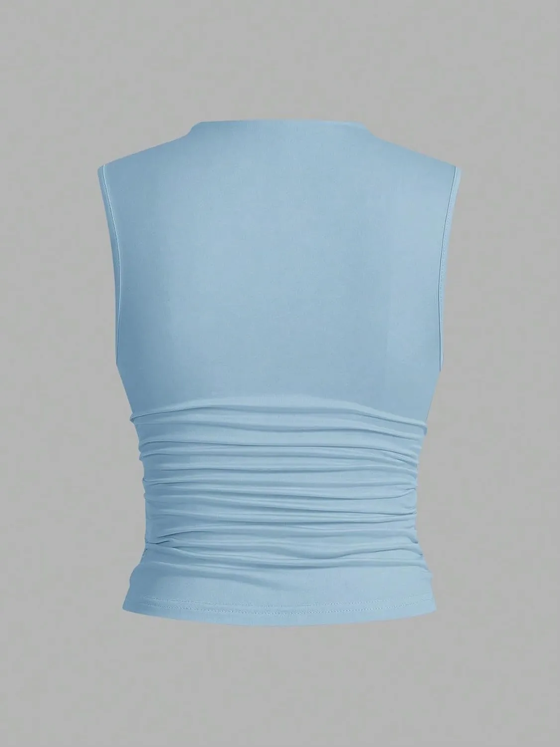 Womens Sleeveless Camisole Tank Tops Blouse Solid Color Crew Neck Ruffle Trim Sleeveless Tank Tops
