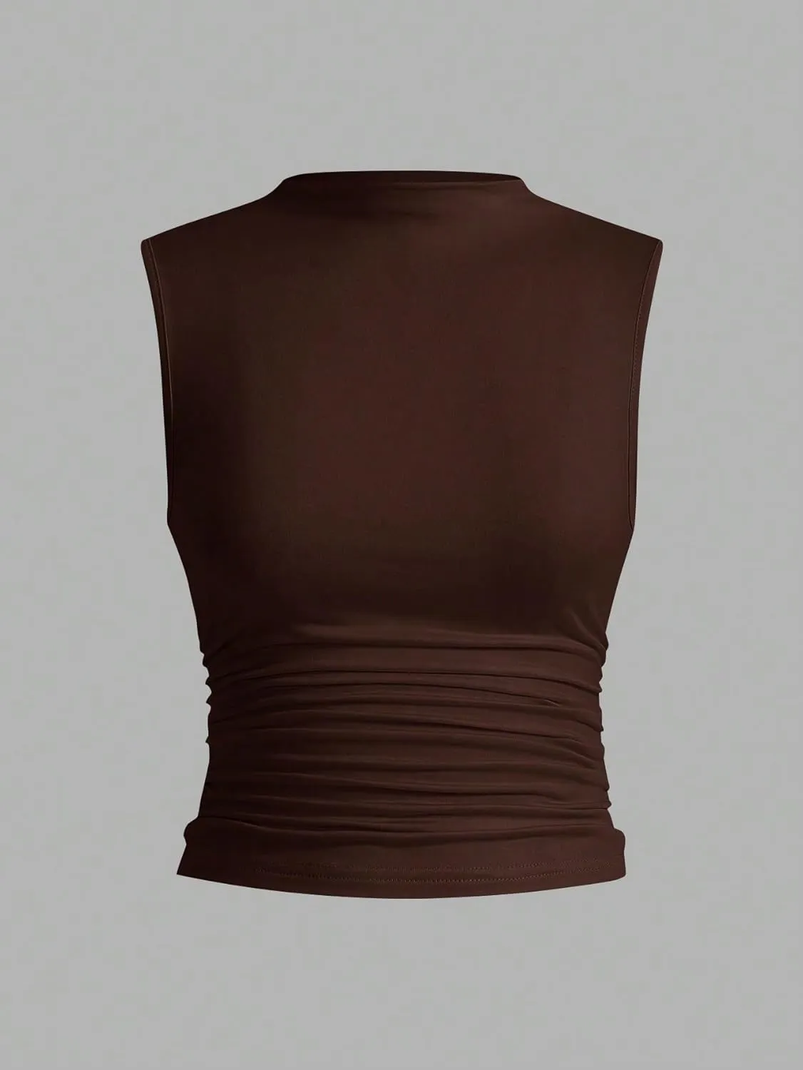 Womens Sleeveless Camisole Tank Tops Blouse Solid Color Crew Neck Ruffle Trim Sleeveless Tank Tops