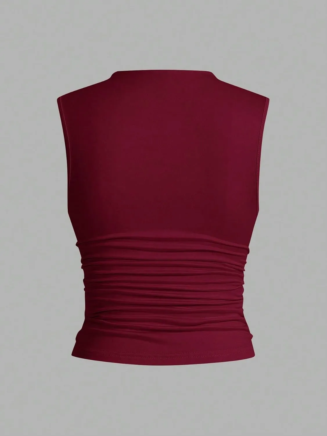 Womens Sleeveless Camisole Tank Tops Blouse Solid Color Crew Neck Ruffle Trim Sleeveless Tank Tops