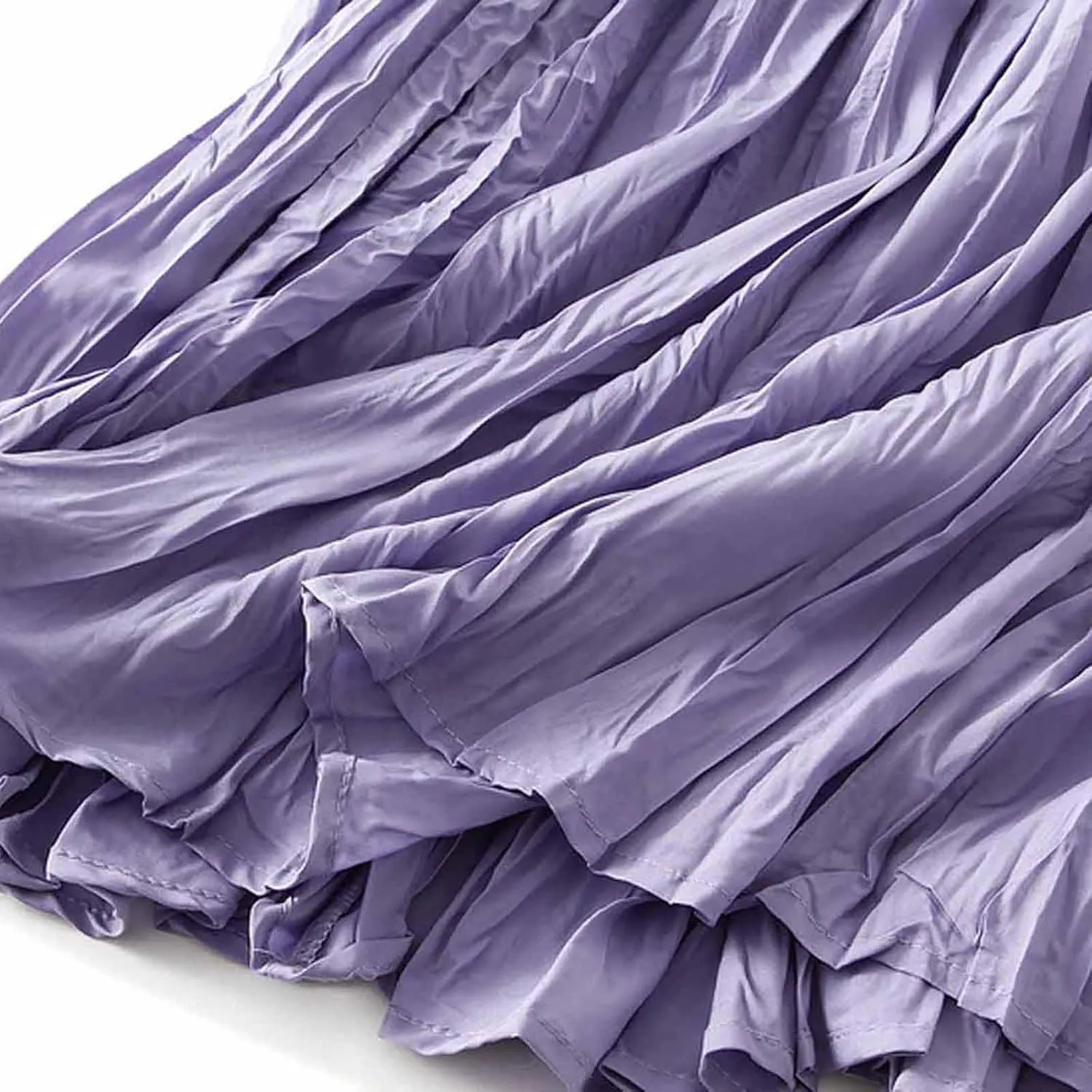 Women's Spring Summer Pleated Skirt Elastic High Waist Midi Skirt Casual Swing Flowy Boho A-Line Skirts Dress One Size