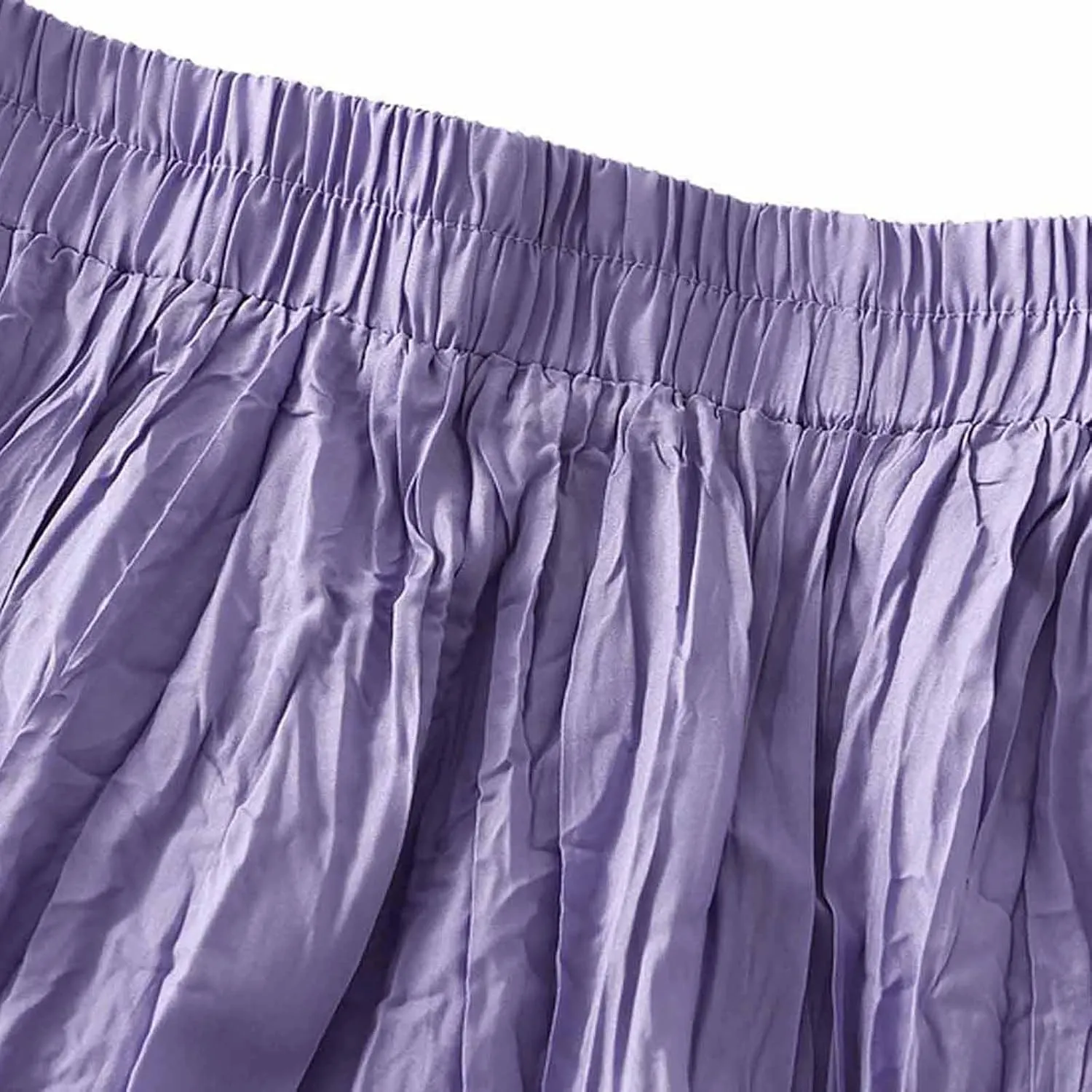 Women's Spring Summer Pleated Skirt Elastic High Waist Midi Skirt Casual Swing Flowy Boho A-Line Skirts Dress One Size
