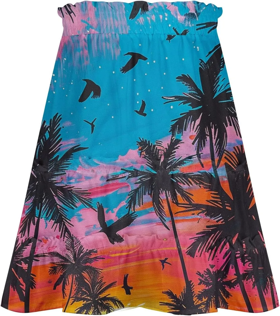 Womens Summer 2024 Tulle Long Skirts Irregular Hem High Waist Skirt Pleated Printed Mesh Midi Skirts for Ladies