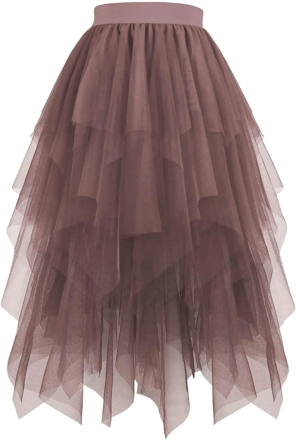 Women's Summer Tulle Skirts Puffy Layered Irregular Tutu Skirt High Waisted Lightweight Fast Dry Skirt Pure Skirt