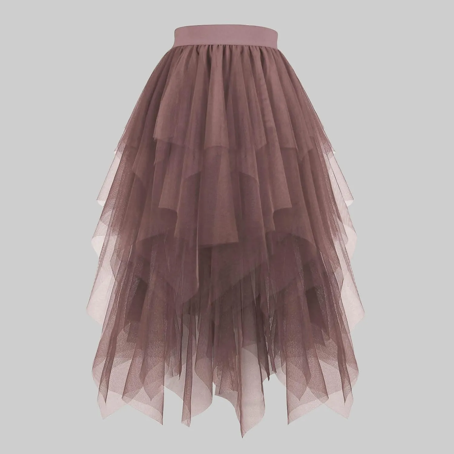 Women's Summer Tulle Skirts Puffy Layered Irregular Tutu Skirt High Waisted Lightweight Fast Dry Skirt Pure Skirt