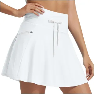 Women's Swim Skirt Quick Dry Workout High Waisted Skirts Drawstring Sports Beach Cute Pure Smooth Skirt 2025 New