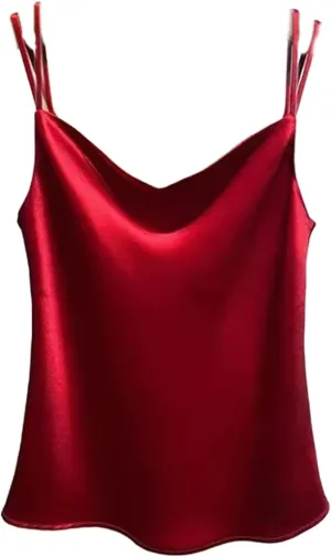 Women's Tank Tops Silk Satin Sleeveless Top Casual V Neck Camisole