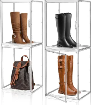 XX-Large 4 Pack Clear Plastic Handbag Storage Organizer for Closet Acrylic Display Case Purse Organizer Storage Bins for Boots, Big Bag, Collectibles, Cosmetic