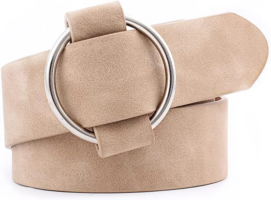 XZQTIVE Women Suede Belt Fashion Leather Belts With Silver Buckle Ladies Waist Belt For Jean Pant