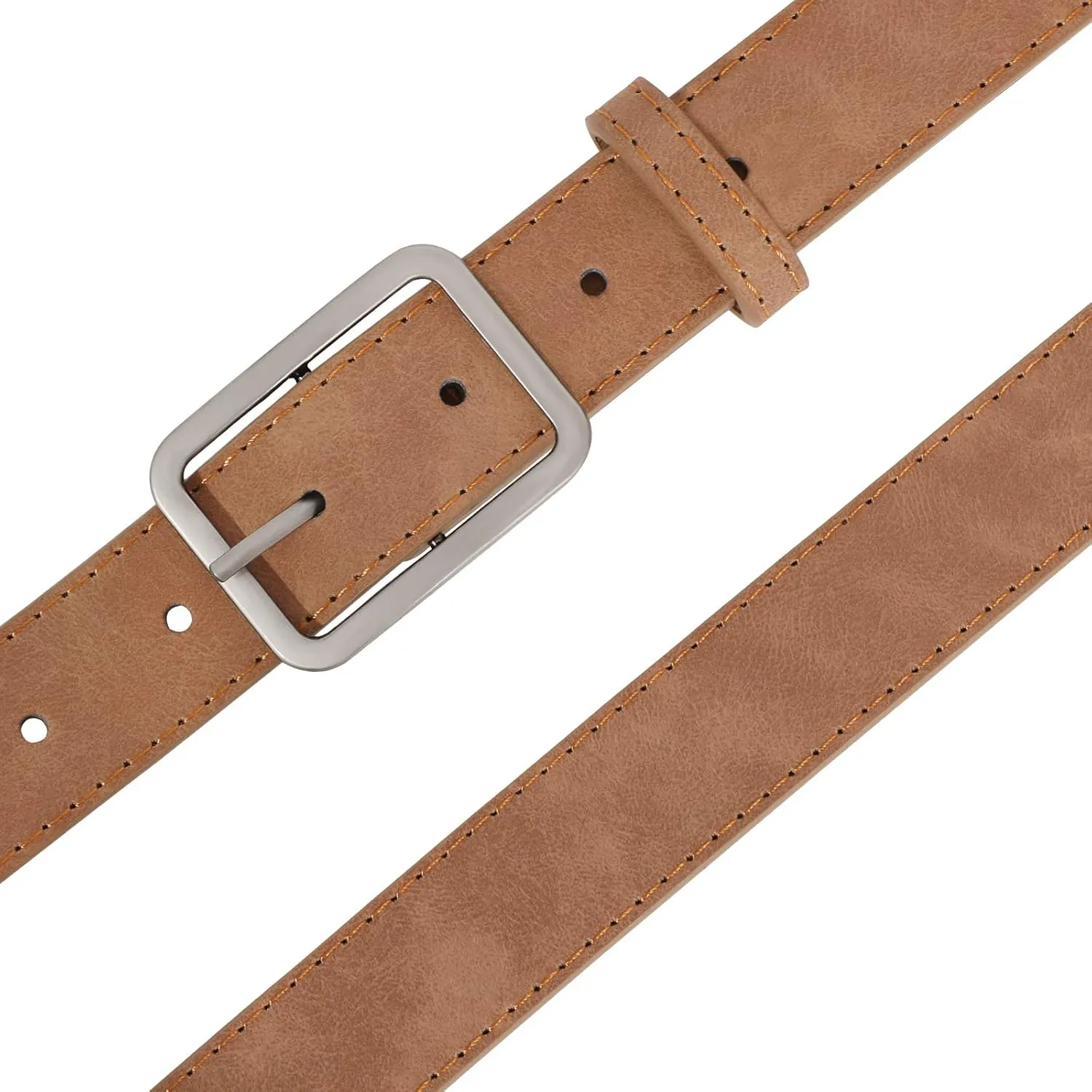 XZQTIVE Women Suede Belt Fashion Leather Belts With Silver Buckle Ladies Waist Belt For Jean Pant