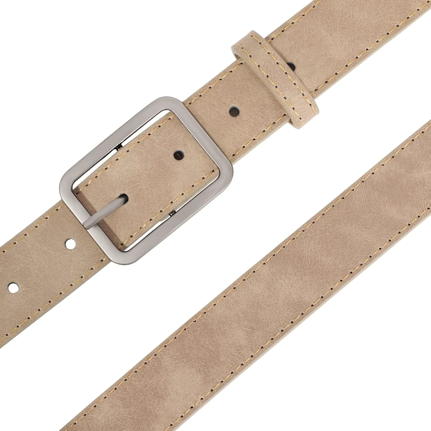 XZQTIVE Women Suede Belt Fashion Leather Belts With Silver Buckle Ladies Waist Belt For Jean Pant