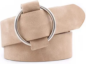 XZQTIVE Women Suede Belt Fashion Leather Belts With Silver Buckle Ladies Waist Belt For Jean Pant