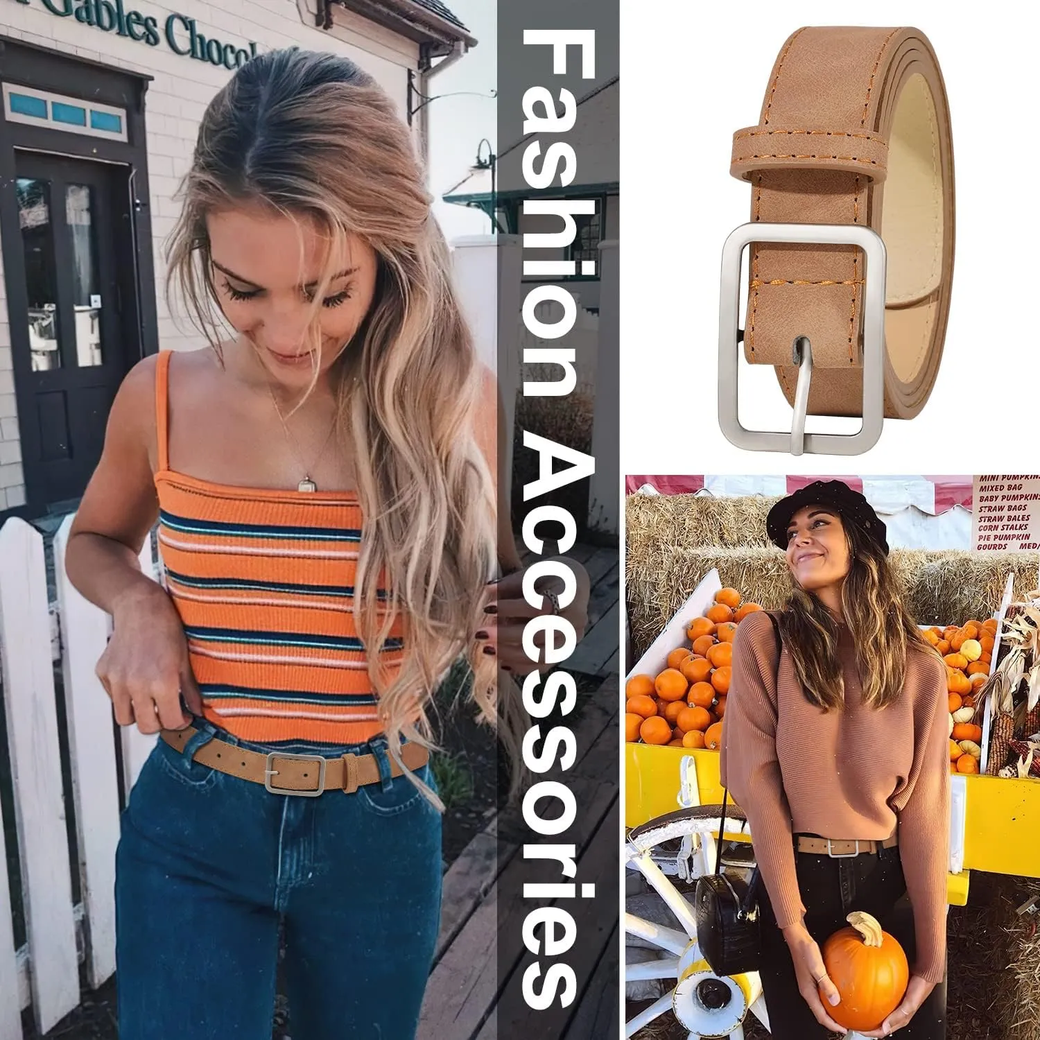 XZQTIVE Women Suede Belt Fashion Leather Belts With Silver Buckle Ladies Waist Belt For Jean Pant