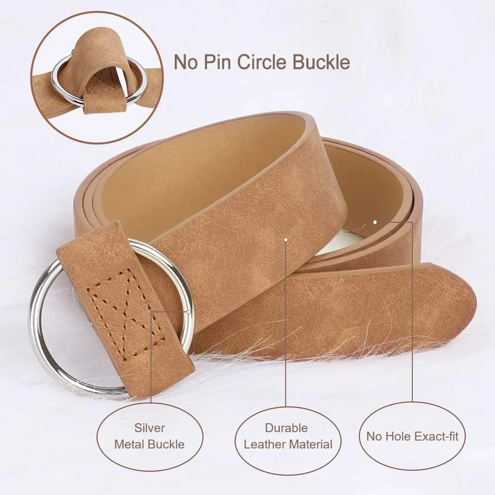 XZQTIVE Women Suede Belt Fashion Leather Belts With Silver Buckle Ladies Waist Belt For Jean Pant