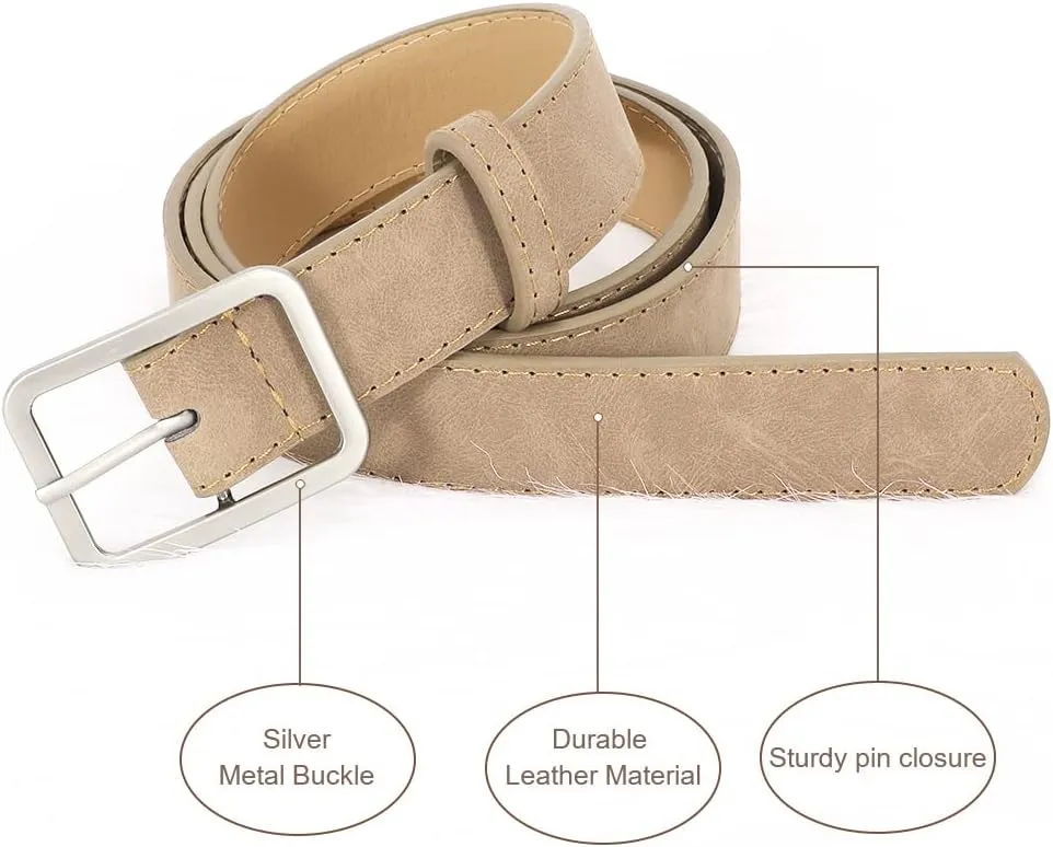 XZQTIVE Women Suede Belt Fashion Leather Belts With Silver Buckle Ladies Waist Belt For Jean Pant