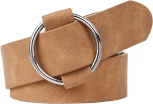 XZQTIVE Women Suede Belt Fashion Leather Belts With Silver Buckle Ladies Waist Belt For Jean Pant