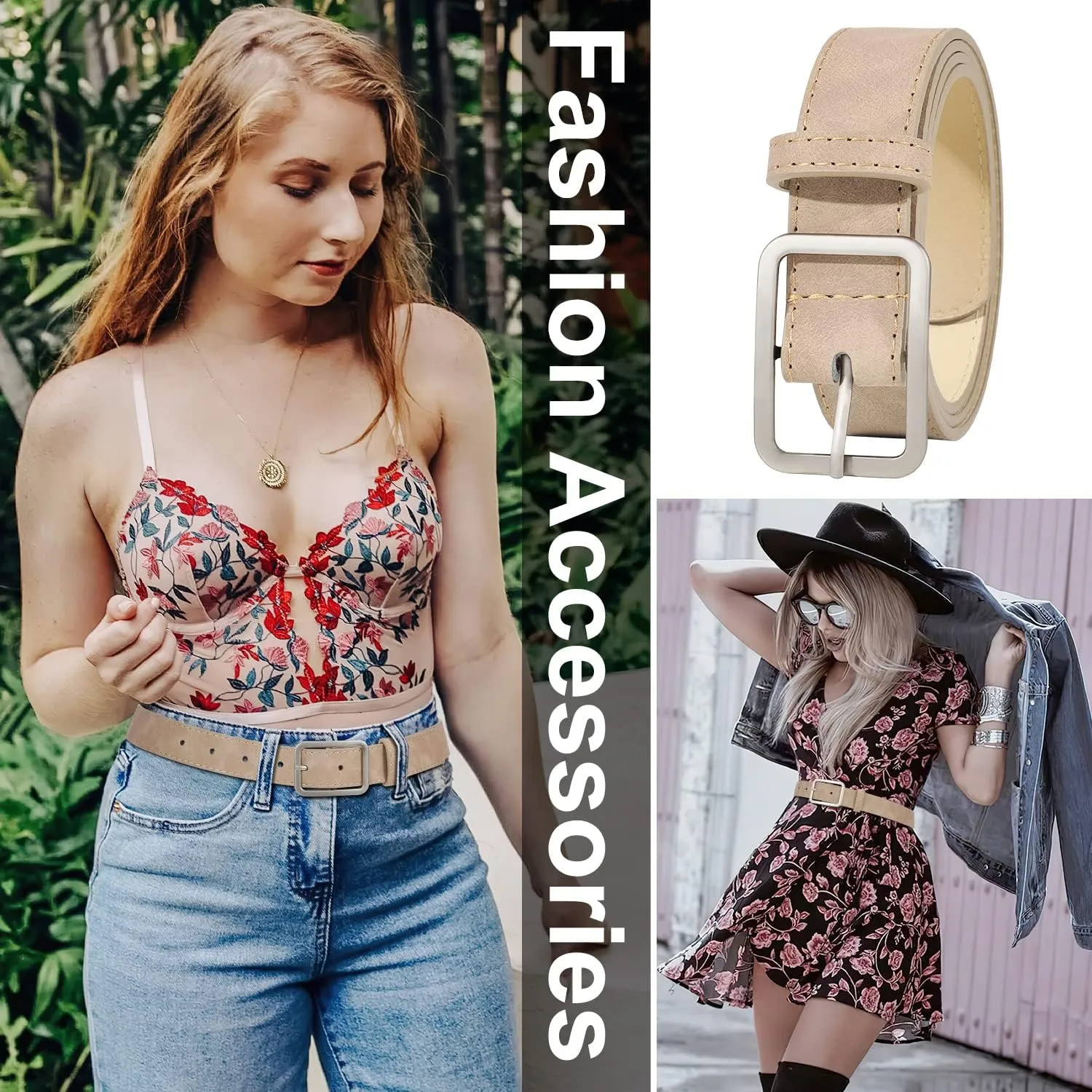XZQTIVE Women Suede Belt Fashion Leather Belts With Silver Buckle Ladies Waist Belt For Jean Pant