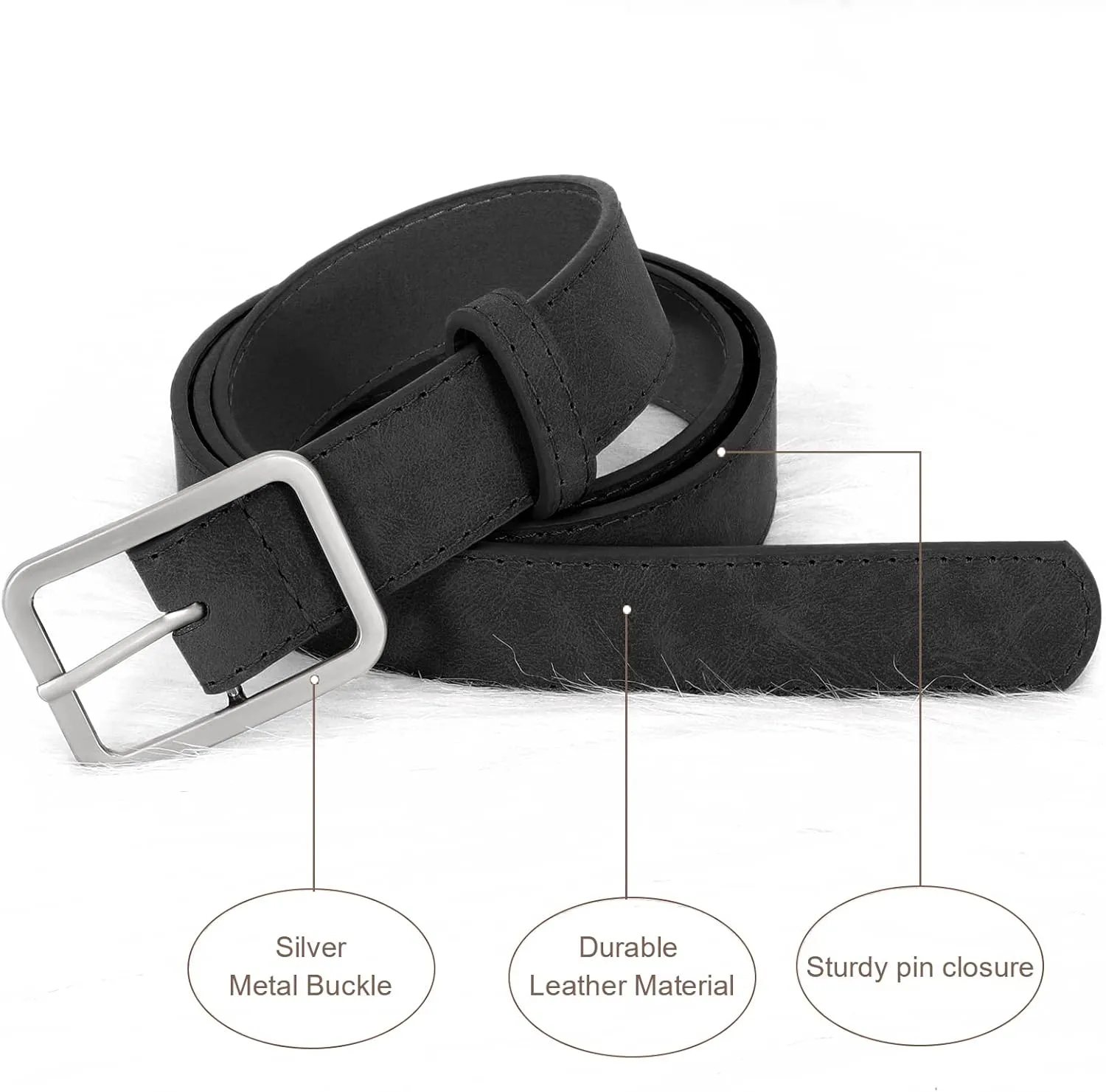 XZQTIVE Women Suede Belt Fashion Leather Belts With Silver Buckle Ladies Waist Belt For Jean Pant