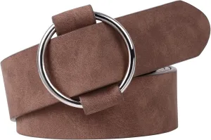 XZQTIVE Women Suede Belt Fashion Leather Belts With Silver Buckle Ladies Waist Belt For Jean Pant