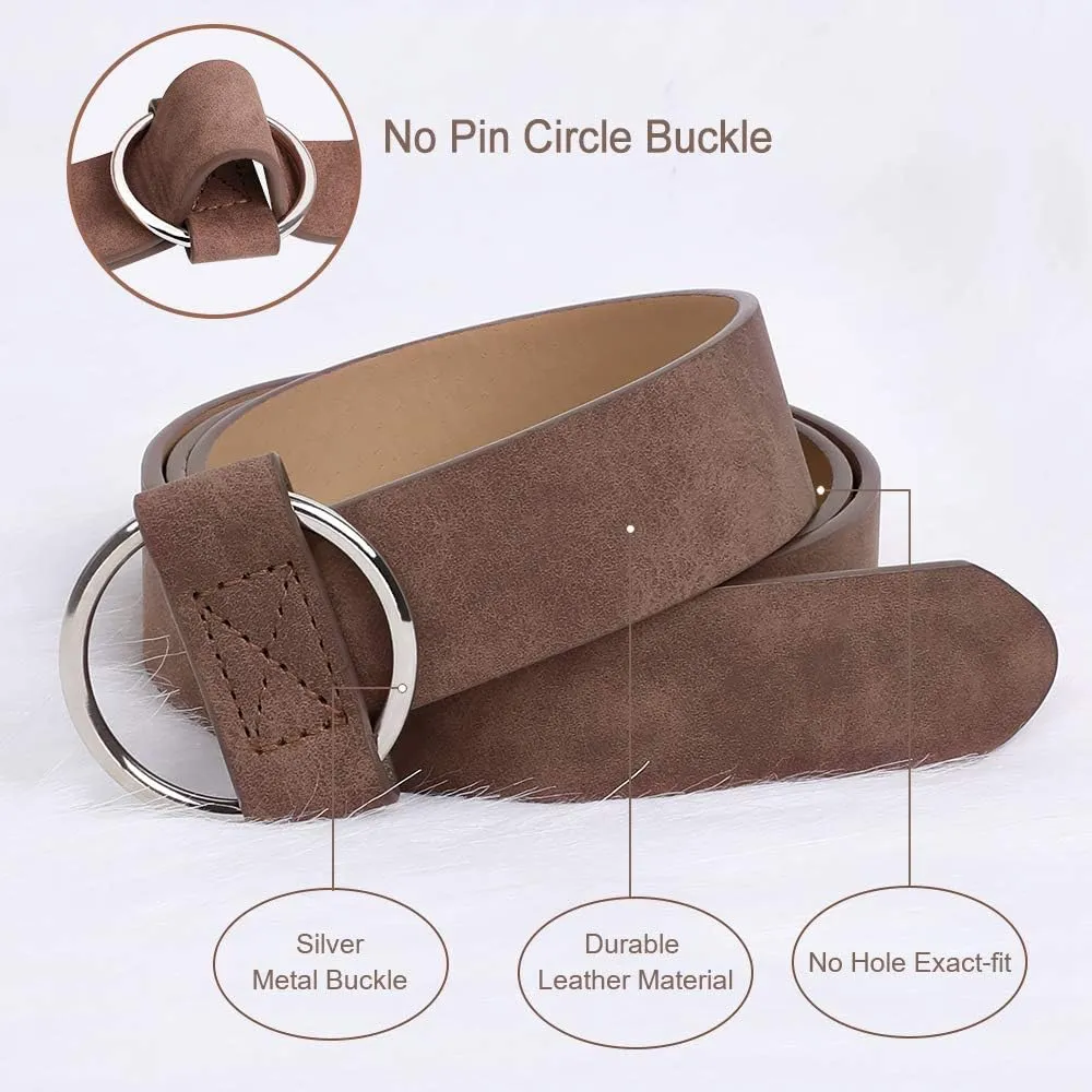 XZQTIVE Women Suede Belt Fashion Leather Belts With Silver Buckle Ladies Waist Belt For Jean Pant